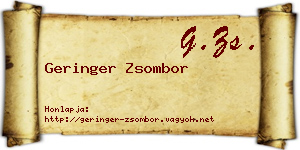 Geringer Zsombor névjegykártya